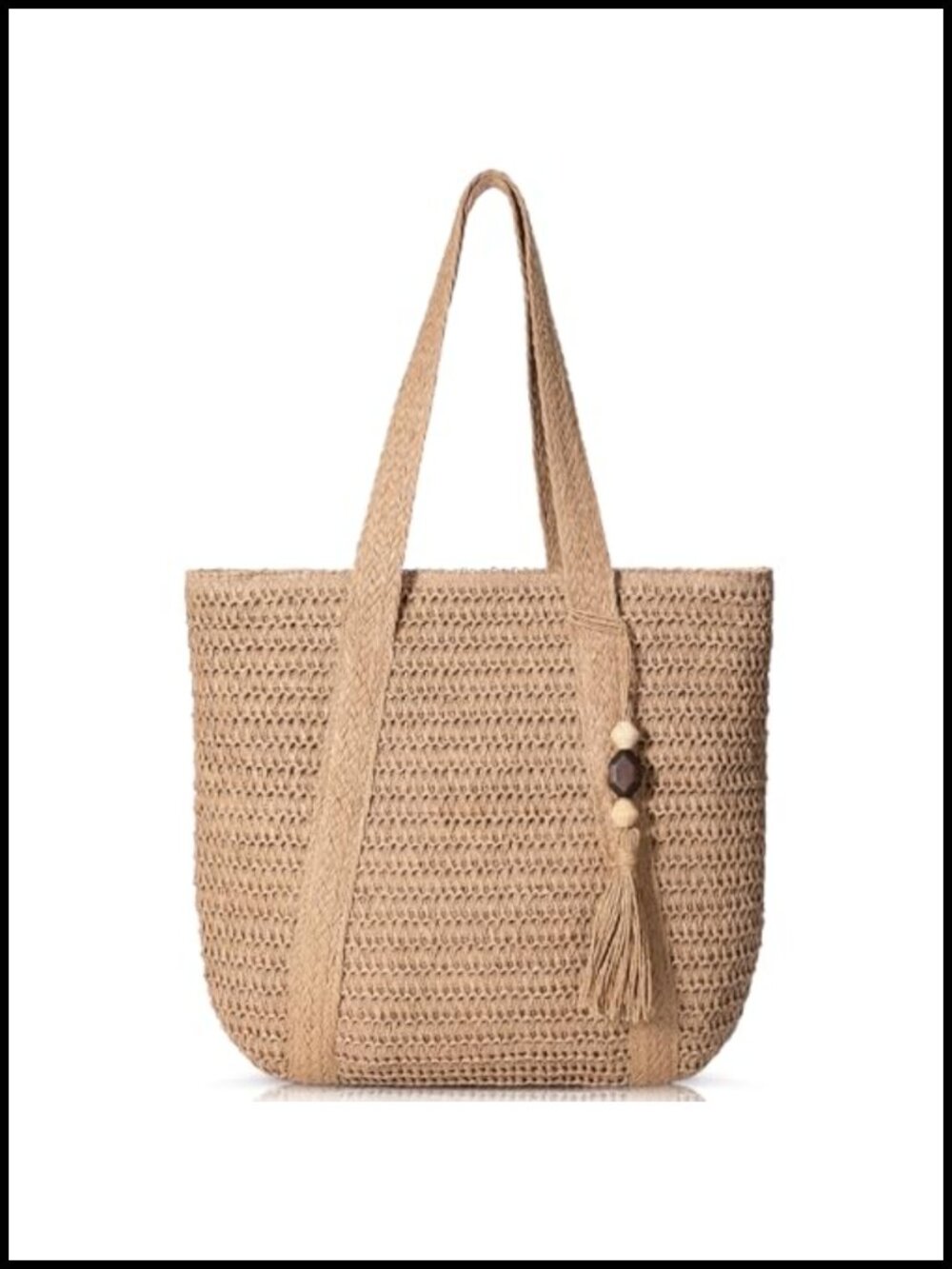 Large Woven Straw Tote Bag Waterproof Beach Bag for Women with Tassel